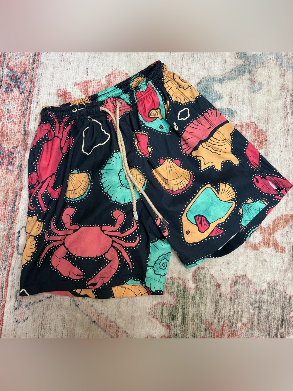 Kenny Flowers Multicolored Tropical Nautical Theme Swim Trunks Mens Size M